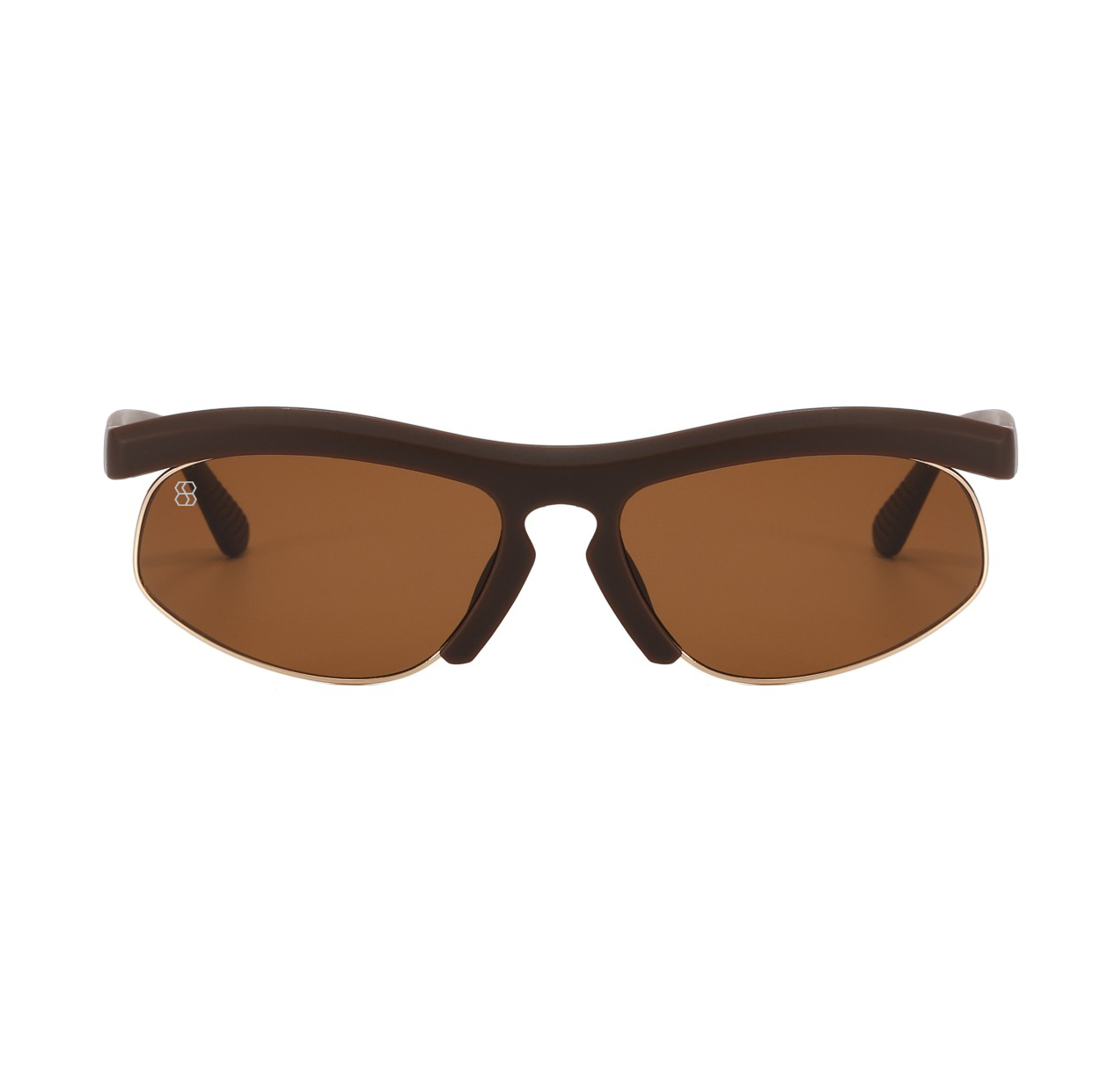Brown 1980nine sunglasses with a white background