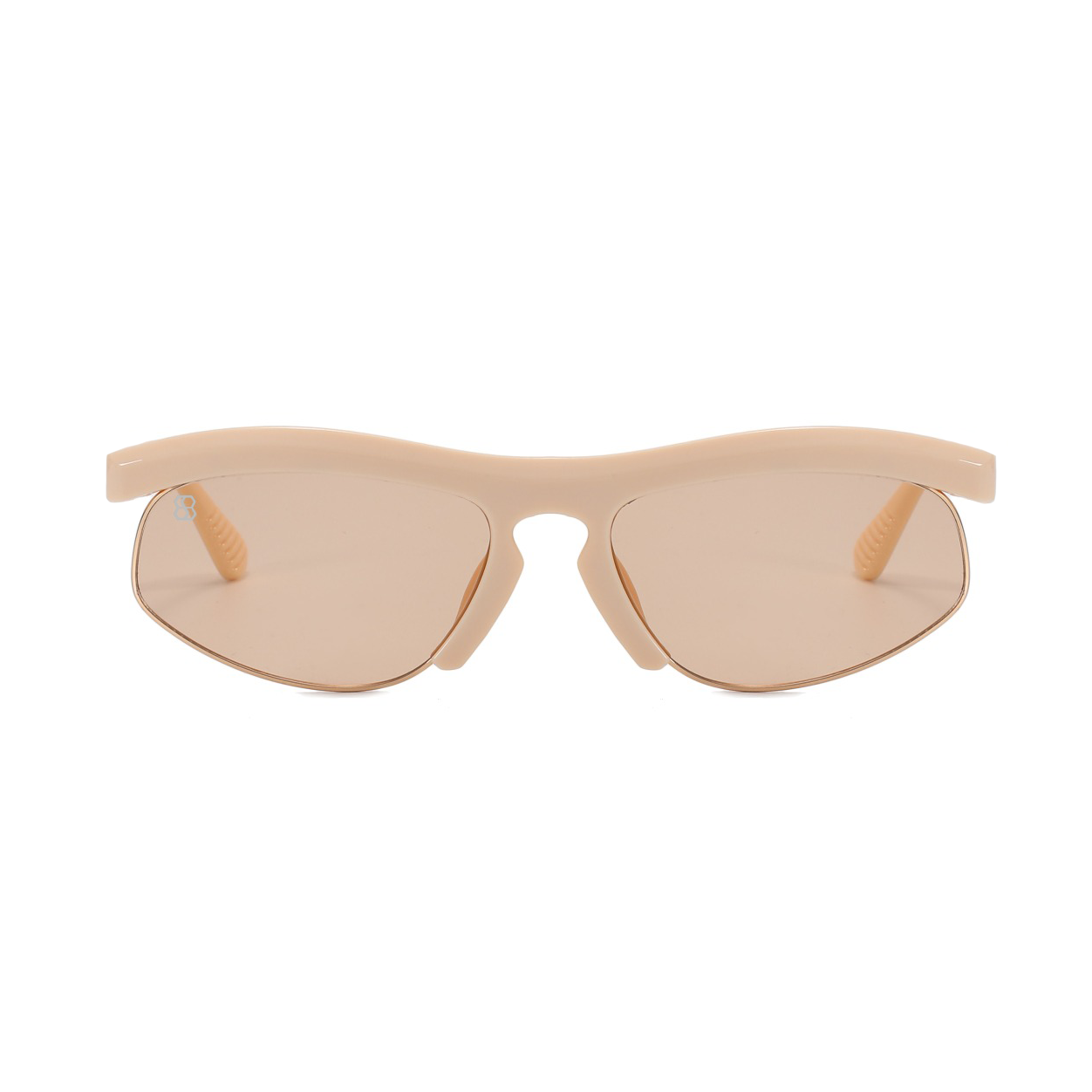 Beige 1980nine semi0rimless sunglasses on a white background