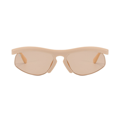 Beige 1980nine semi0rimless sunglasses on a white background